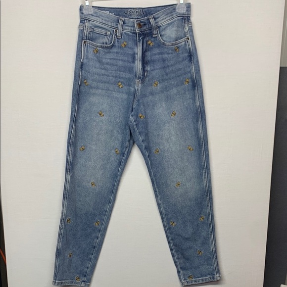 Arizona Butterfly Embroidered Highest Rise Curvy Mom Jeans - Picture 2 of 12
